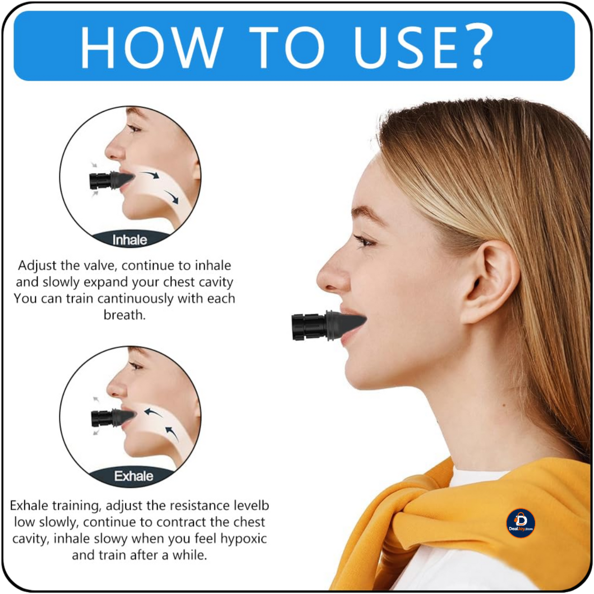 Waterproof Mouthpiece Breathing Trainer – Ghar Par Breathing Exercise Karne Ke Liye