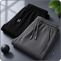 Men Solid Black, Grey Track Pants ( Pack of 2 )