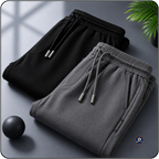 Men Solid Black, Grey Track Pants ( Pack of 2 )