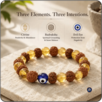 Rudraksha Evil Eye Bracelet – Yellow Beads Aur Blue Nazar Bead Wala Bracelet