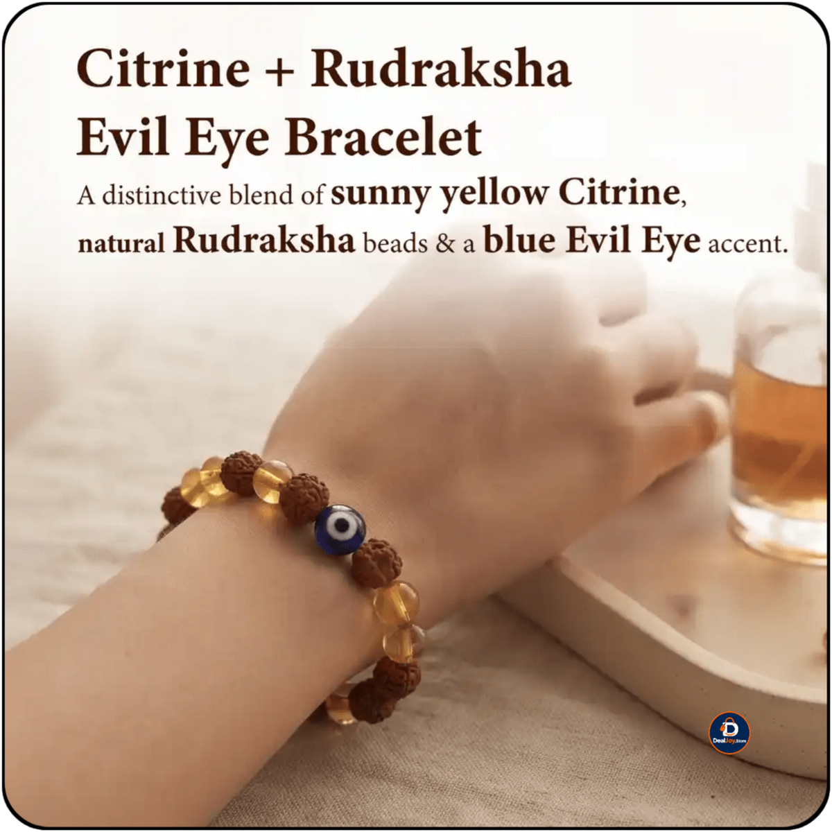 Rudraksha Evil Eye Bracelet – Yellow Beads Aur Blue Nazar Bead Wala Bracelet