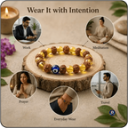 Rudraksha Evil Eye Bracelet – Yellow Beads Aur Blue Nazar Bead Wala Bracelet