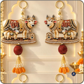 Shubh Labh Cow and Calf Door Hanging Pair – Traditional Hindu Home Entrance Decoration