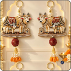 Shubh Labh Cow and Calf Door Hanging Pair – Traditional Hindu Home Entrance Decoration