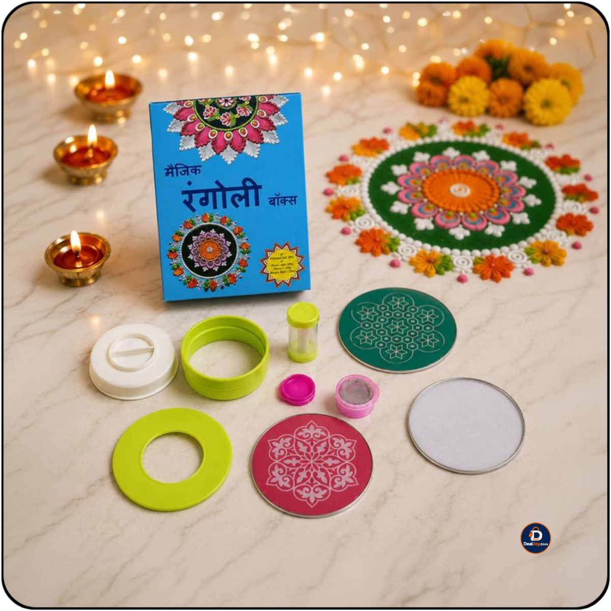 Magic Rangoli Box – Easy Floor Rangoli Design Banane Ke Liye Reusable Stencil Kit