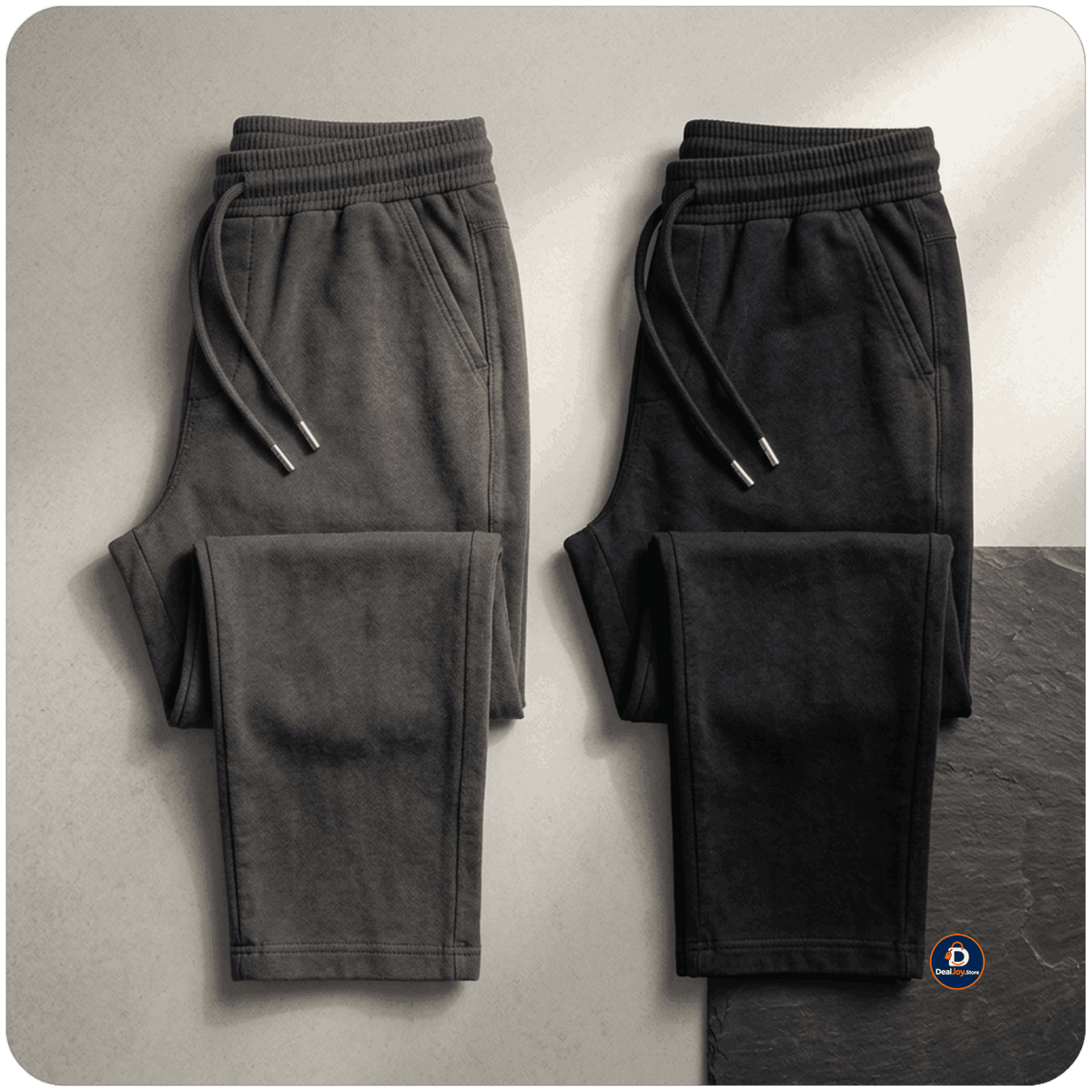 Men Solid Black, Grey Track Pants ( Pack of 2 )