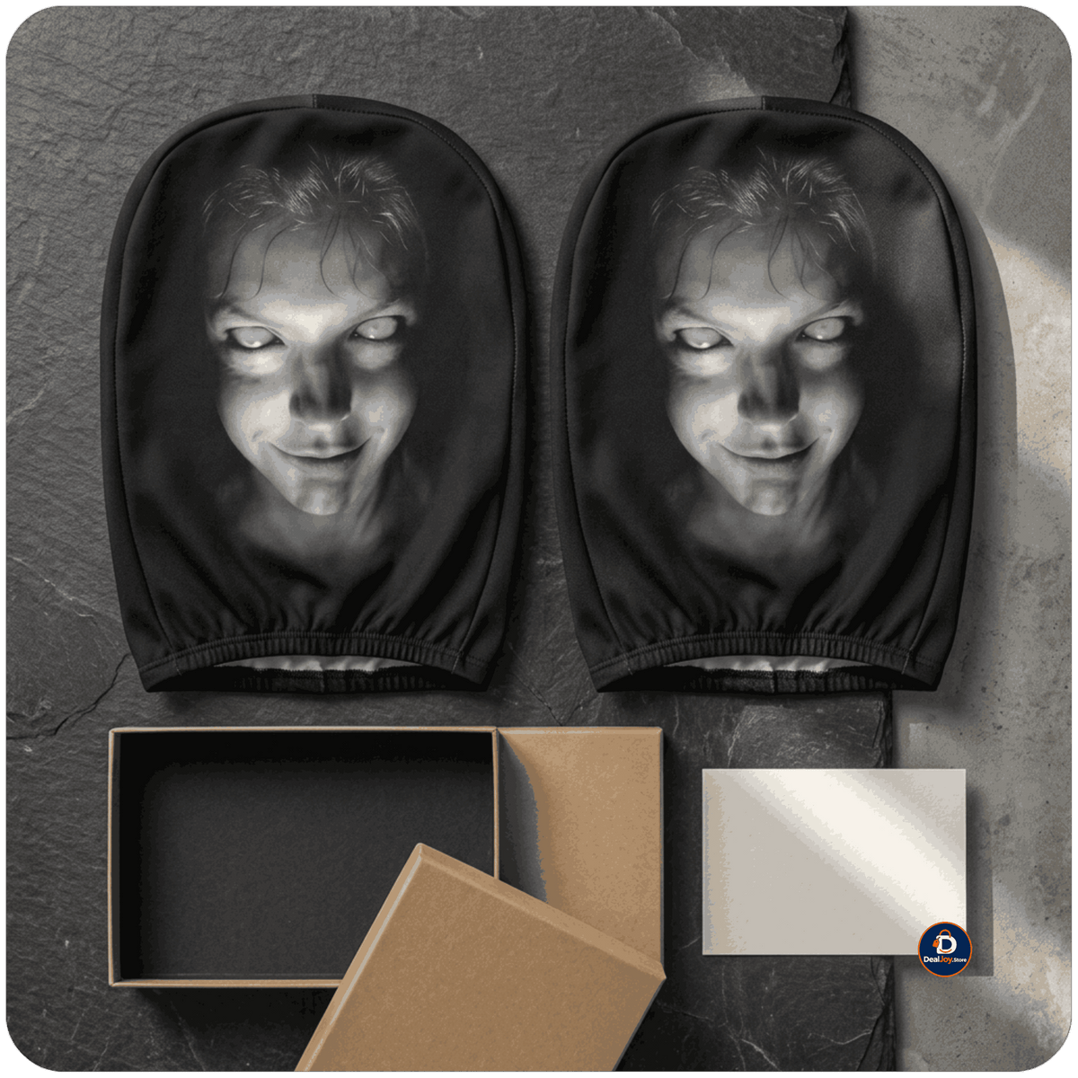 Car Headrest Scary Face Cover – Car Seat Decoration (Pack of 2)
