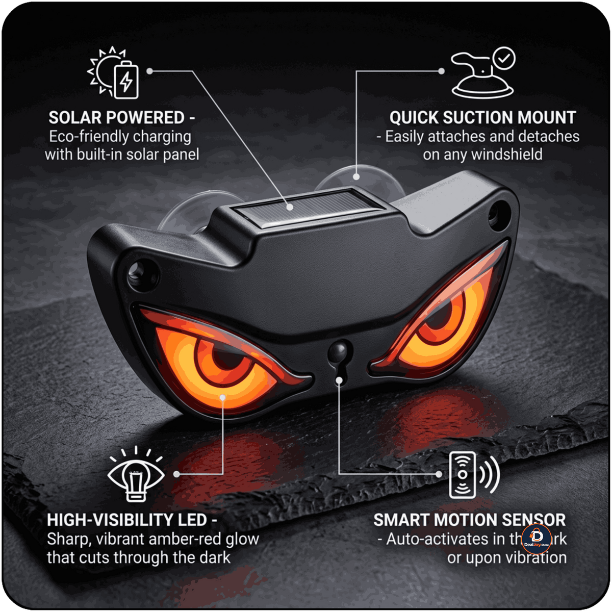 Solar Powered Devils Eyes LED Car Light